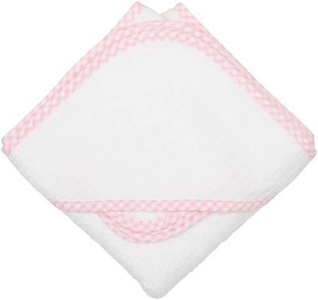 3 Marthas Small Pink Check Stripe Hooded Towel and Washcloth Set