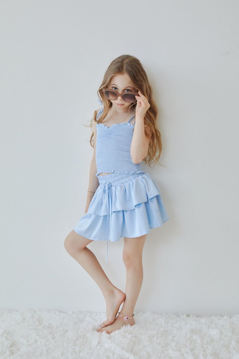 Willow Pastel Blue Satin Skort - Persnickety Shop