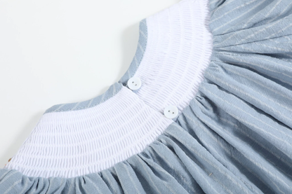 Light Blue Pinstripe Turkey Smocked Bishop Dress - Persnickety Shop