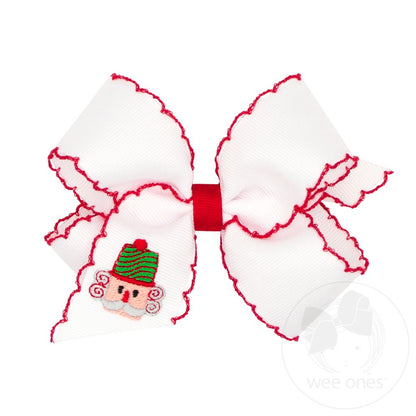 Wee Ones Medium Moonstitch Nutcracker Embroidered Hair Bow