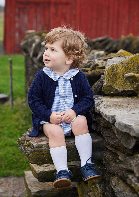 Little English Davant Bubble - Gray Blue Gingham