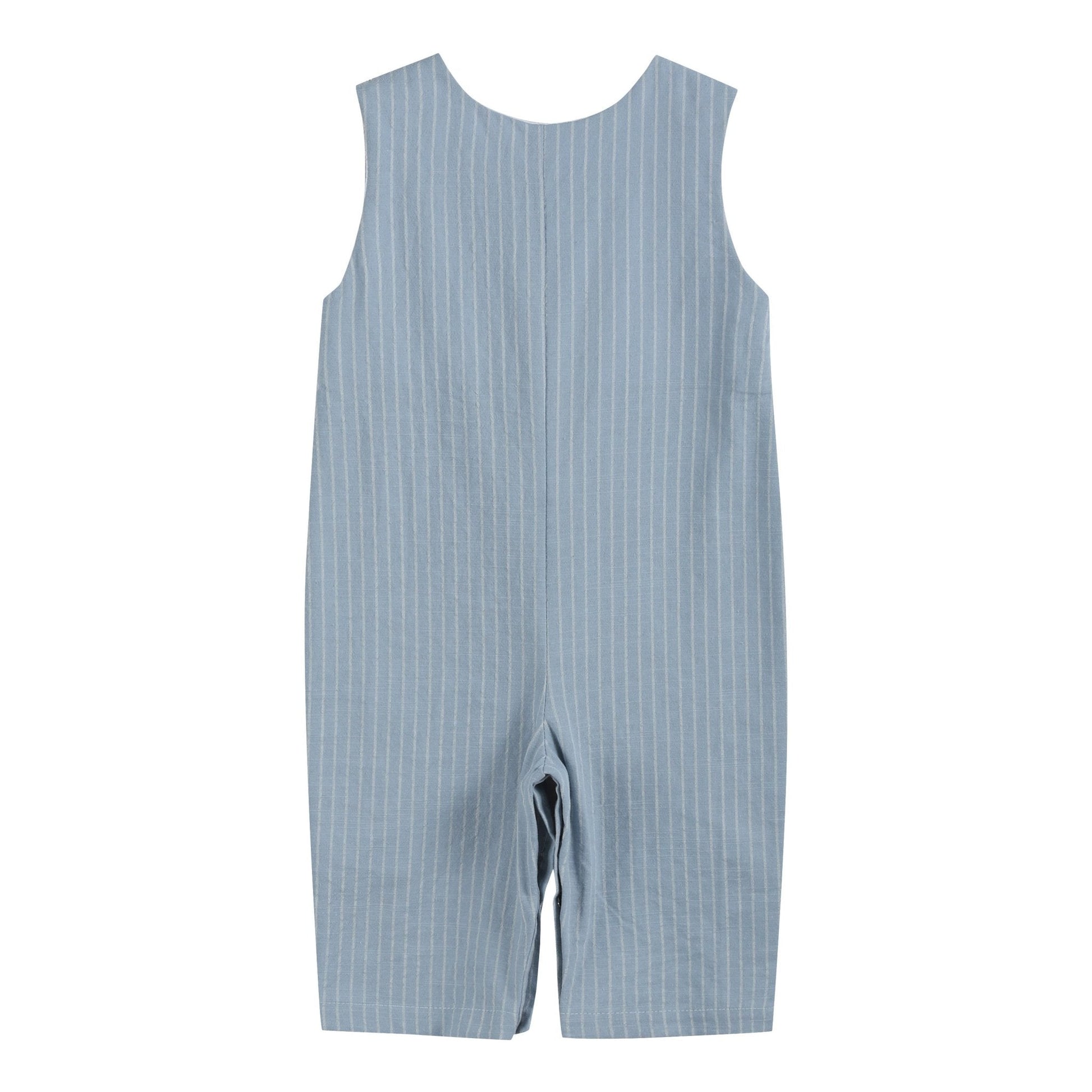 Light Blue Pinstripe Turkey Smocked Overalls - Persnickety Shop