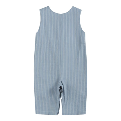 Light Blue Pinstripe Turkey Smocked Overalls - Persnickety Shop