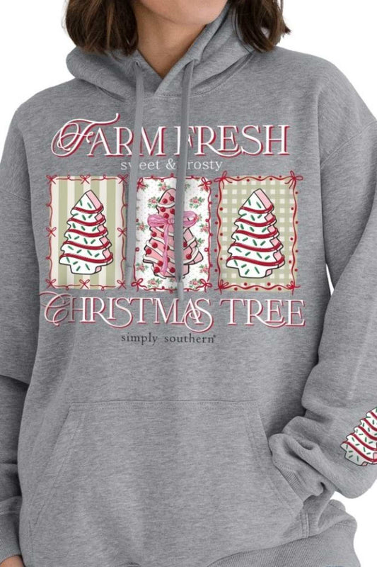 Simply Southern Youth Christmas Cakes Hoodie for Girls in Heather Grey - Persnickety Shop