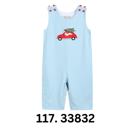 Light Blue Santa Christmas Car Overalls - Persnickety Shop