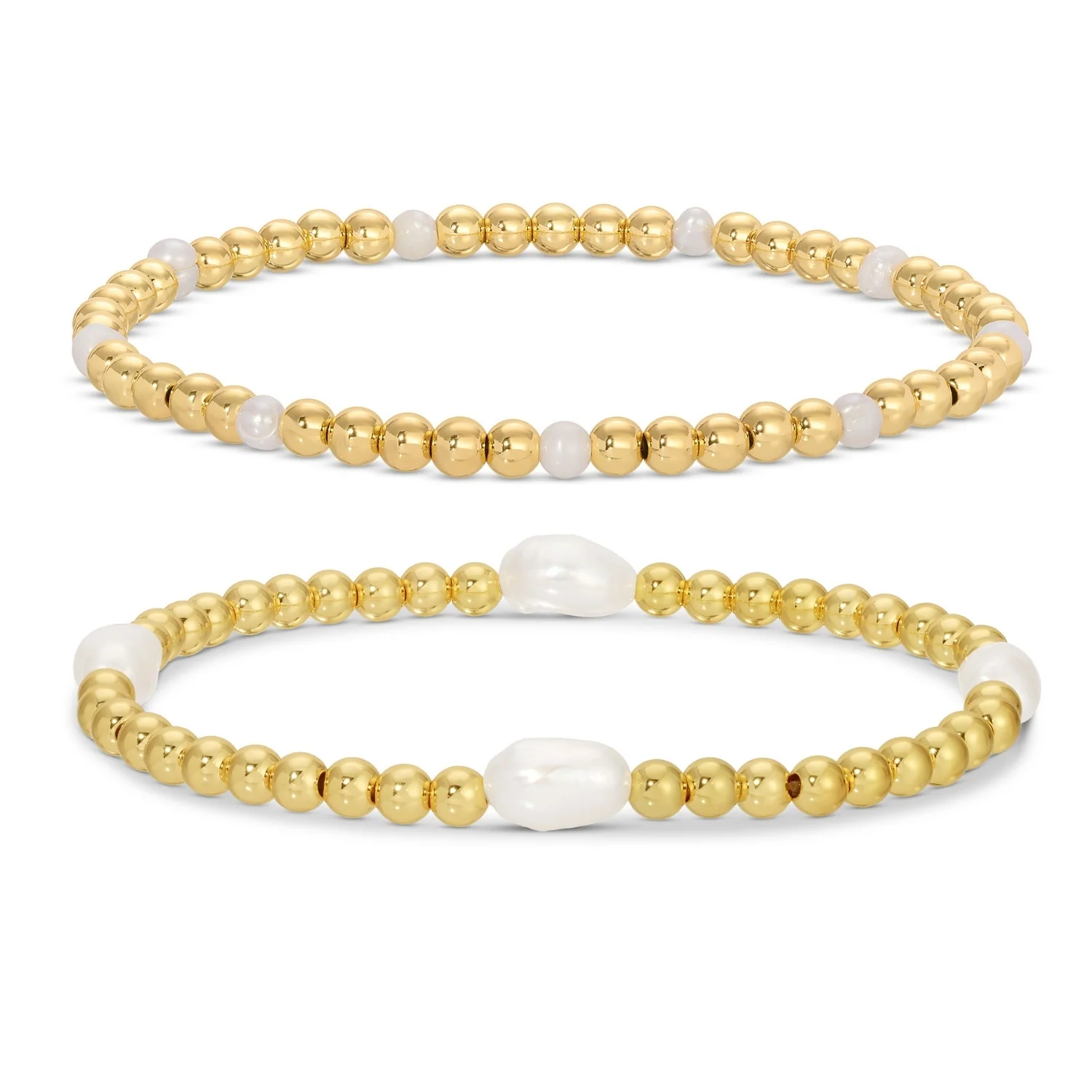 Beaded Stretch Bracelet 4mm Gold with pearls