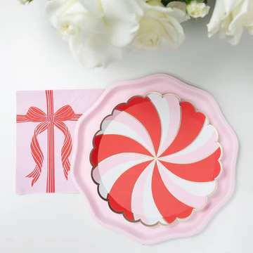 CHRISTMAS PEPPERMINT CANDY SMALL SCALLOPED PLATES - Persnickety Shop