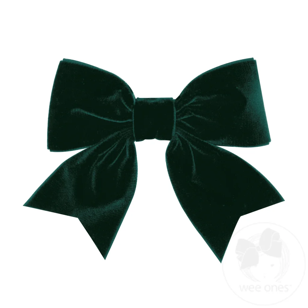 Wee Ones Forest Green Small King Plush Velvet Bowtie With Tails
