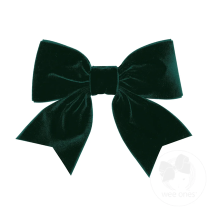 Wee Ones Forest Green Small King Plush Velvet Bowtie With Tails