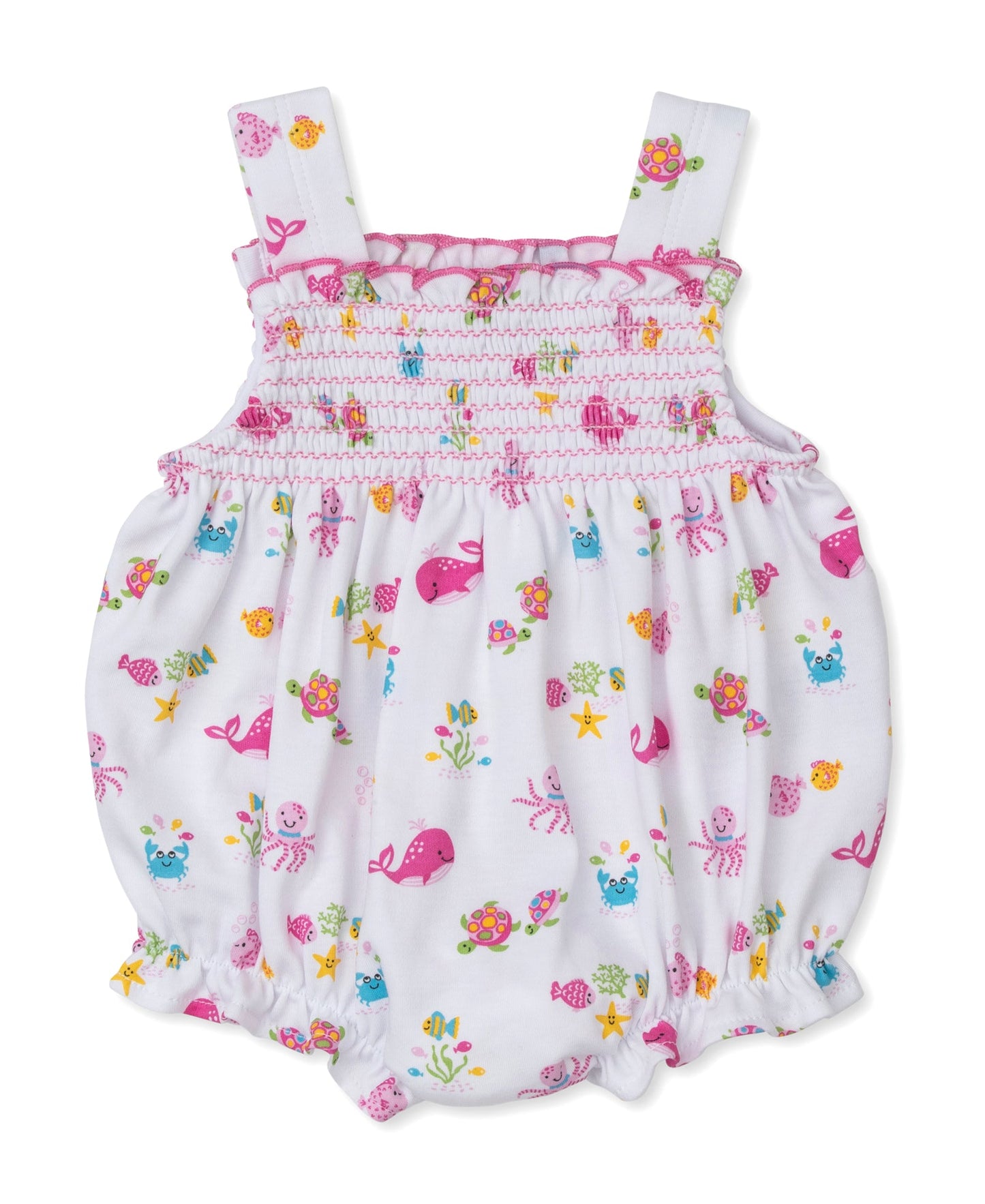 Kissy Kissy Ocean Antics Pink Smocked Bubble - Persnickety Shop