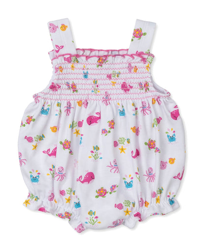 Kissy Kissy Ocean Antics Pink Smocked Bubble - Persnickety Shop