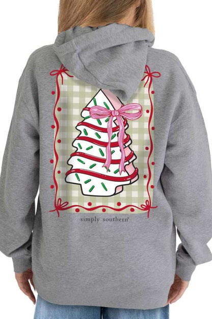 Simply Southern Youth Christmas Cakes Hoodie for Girls in Heather Grey