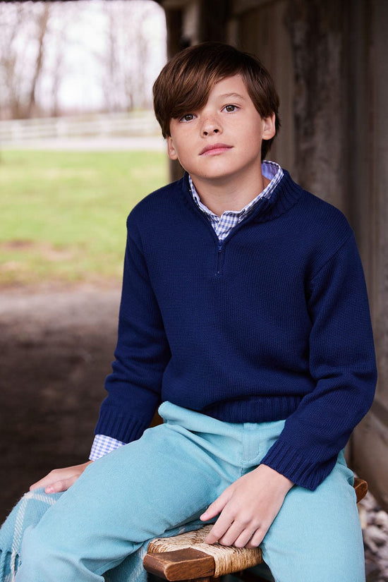 Little English Quarter Zip Sweater - Red