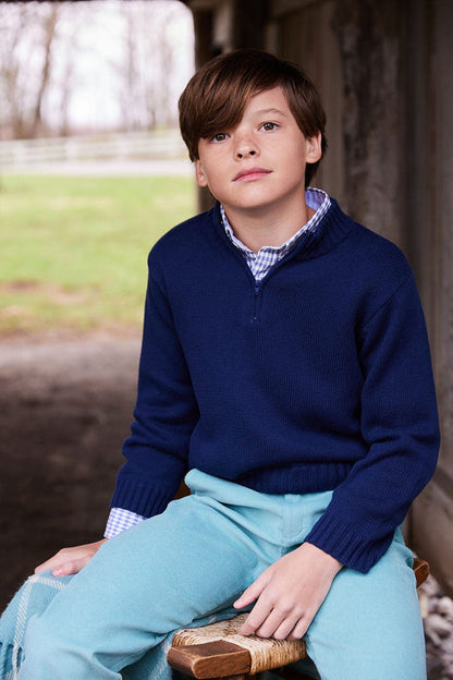 Little English Quarter Zip Sweater - Red