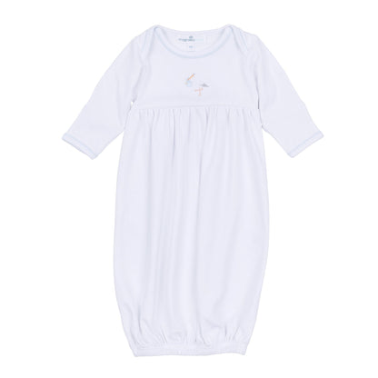 Magnolia Baby | Vintage Stork Gathered Gown - Light Blue - Persnickety Shop
