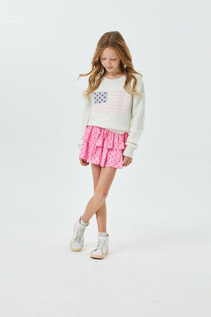 Tiegan White American Flag Sweater Tween - Persnickety Shop