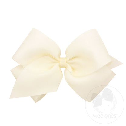 Wee Ones Off White King Organza and Grosgrain Overlay Hair Bow