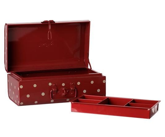 Maileg Storage suitcase, Small - Dark red w. tray