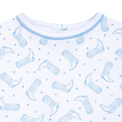MAGNOLIA BABY Darling Cowboy Boots Print Bubble - Light Blue