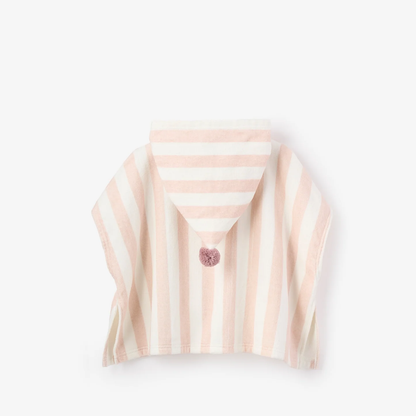 PINK STRIPE HOODED TERRY PONCHO