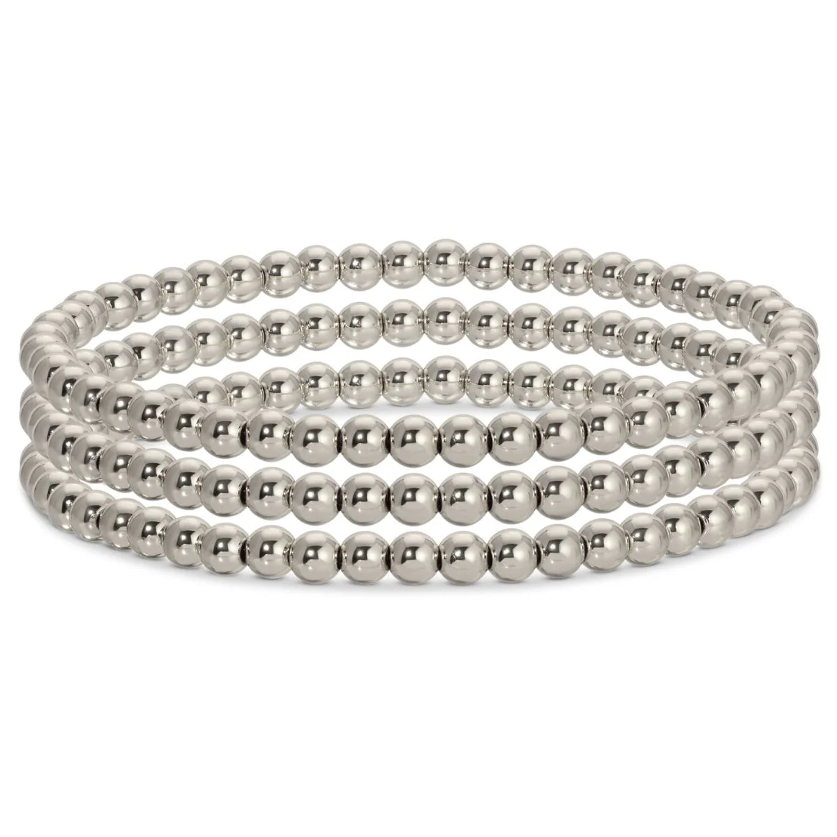 Silver Beaded Stretch Bracelets 4MM