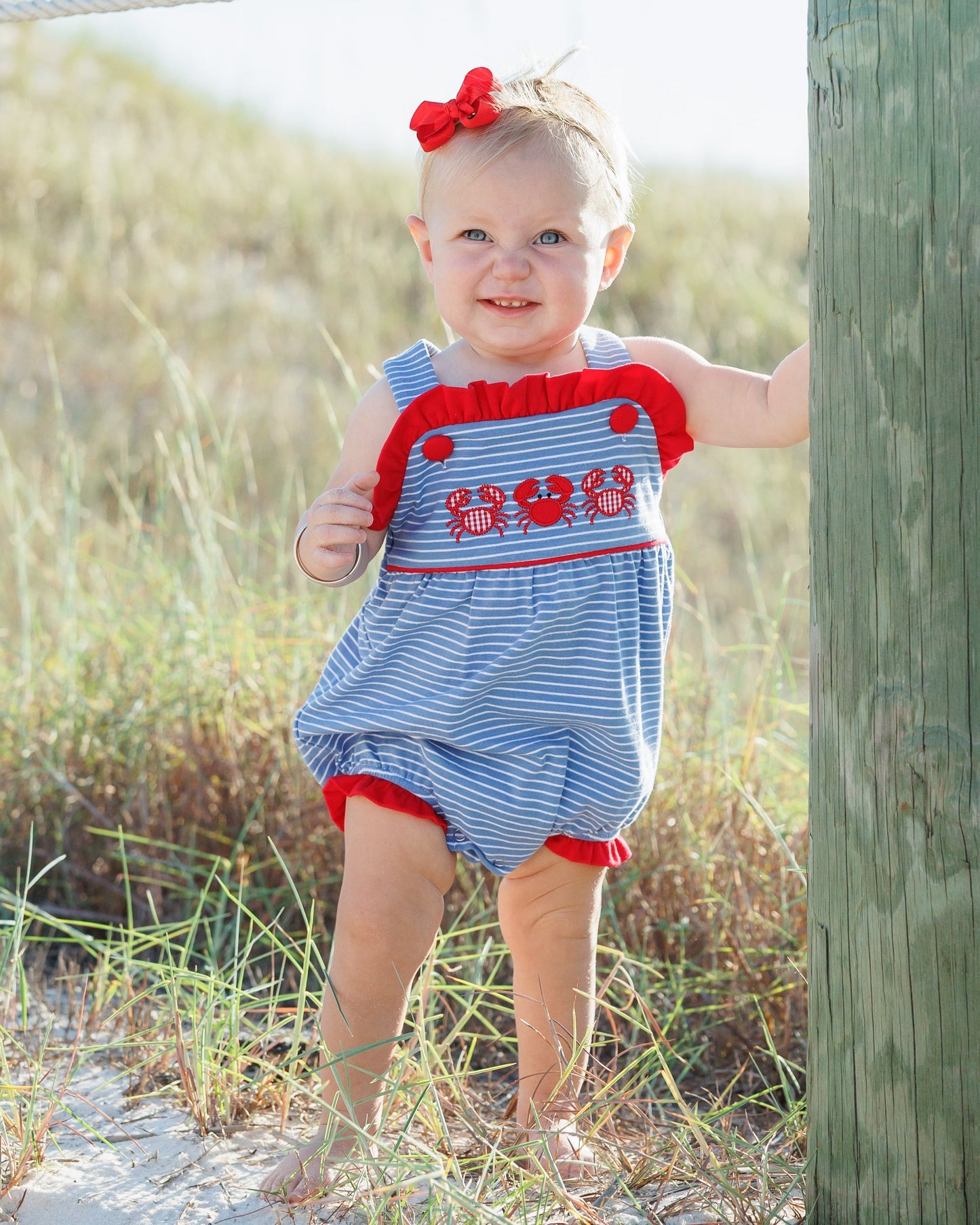 Jellybean Girl Coastal Crabs Ruffle Sunsuit - Persnickety Shop