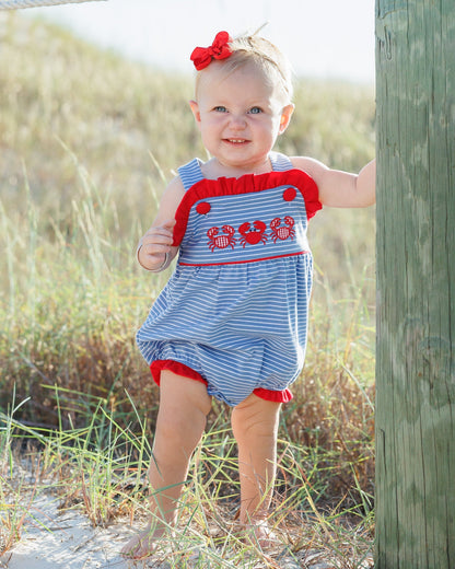 Jellybean Girl Coastal Crabs Ruffle Sunsuit - Persnickety Shop