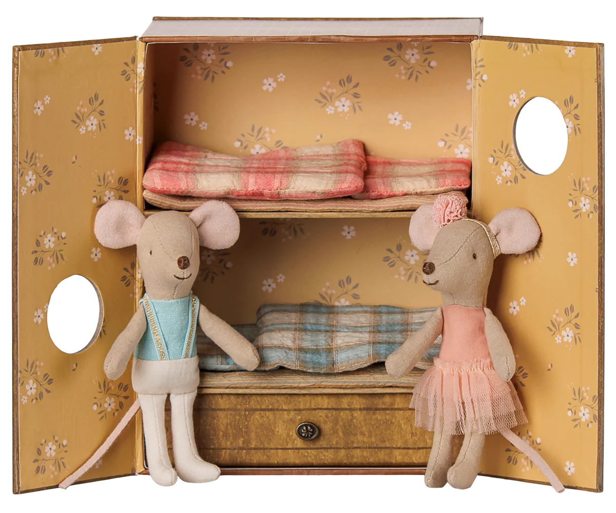MAILEG Ballet mice in dance studio, Little sister and brother 6105