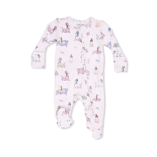 Fancy Hounds with Bows - 2 Way Ruffle Back Zipper Footie - Persnickety Shop