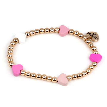 CHARM IT® Gold Bead Pink Heart Stretch Bracelet - Persnickety Shop