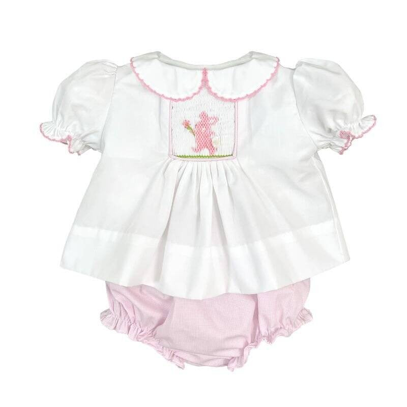 Petit Ami Girl Diaper Set Smocked Bunny - Persnickety Shop