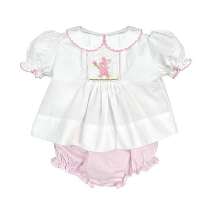 Petit Ami Girl Diaper Set Smocked Bunny - Persnickety Shop