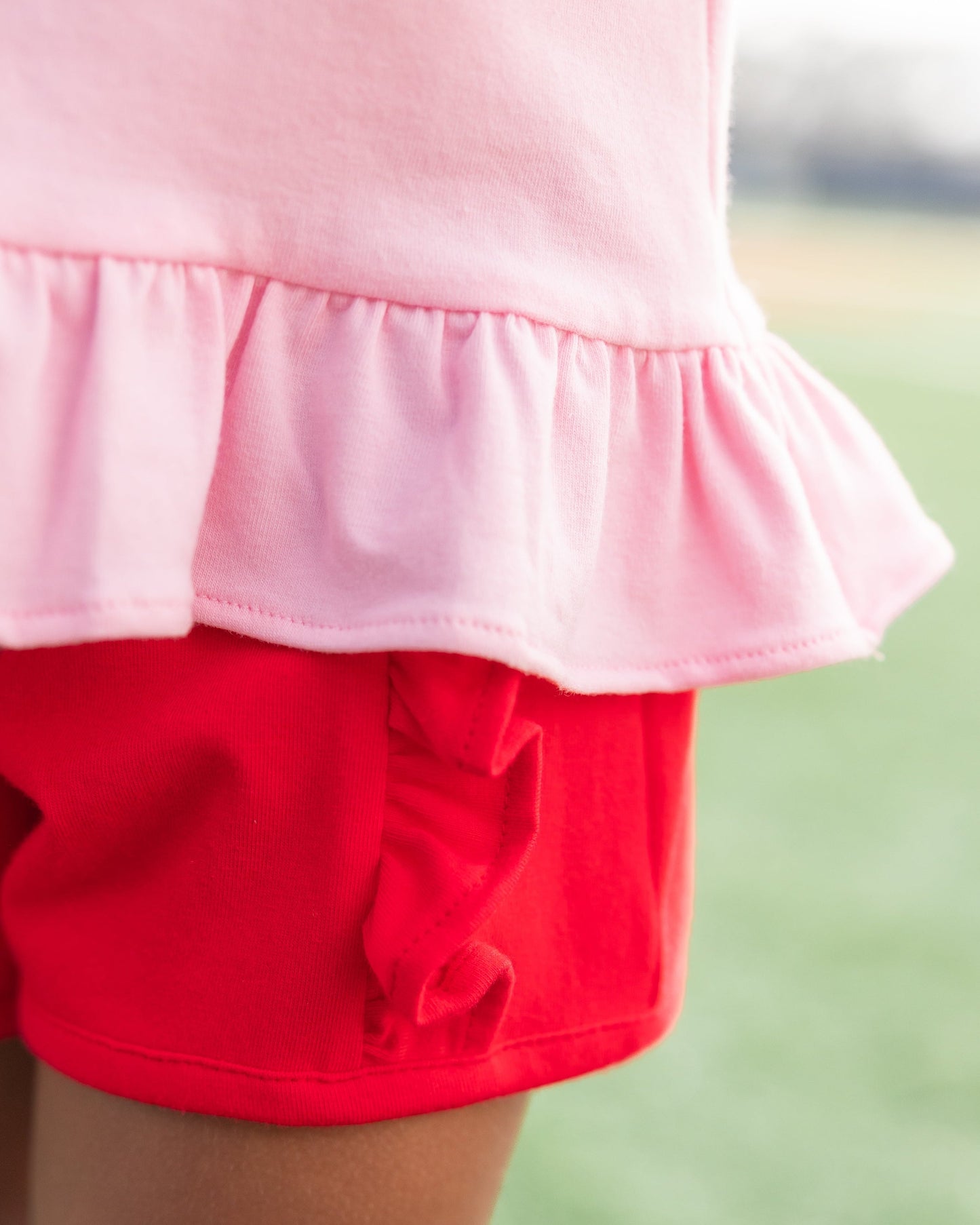 Jellybean Girls  Ball Park Bow Ruffle Shirt - Persnickety Shop