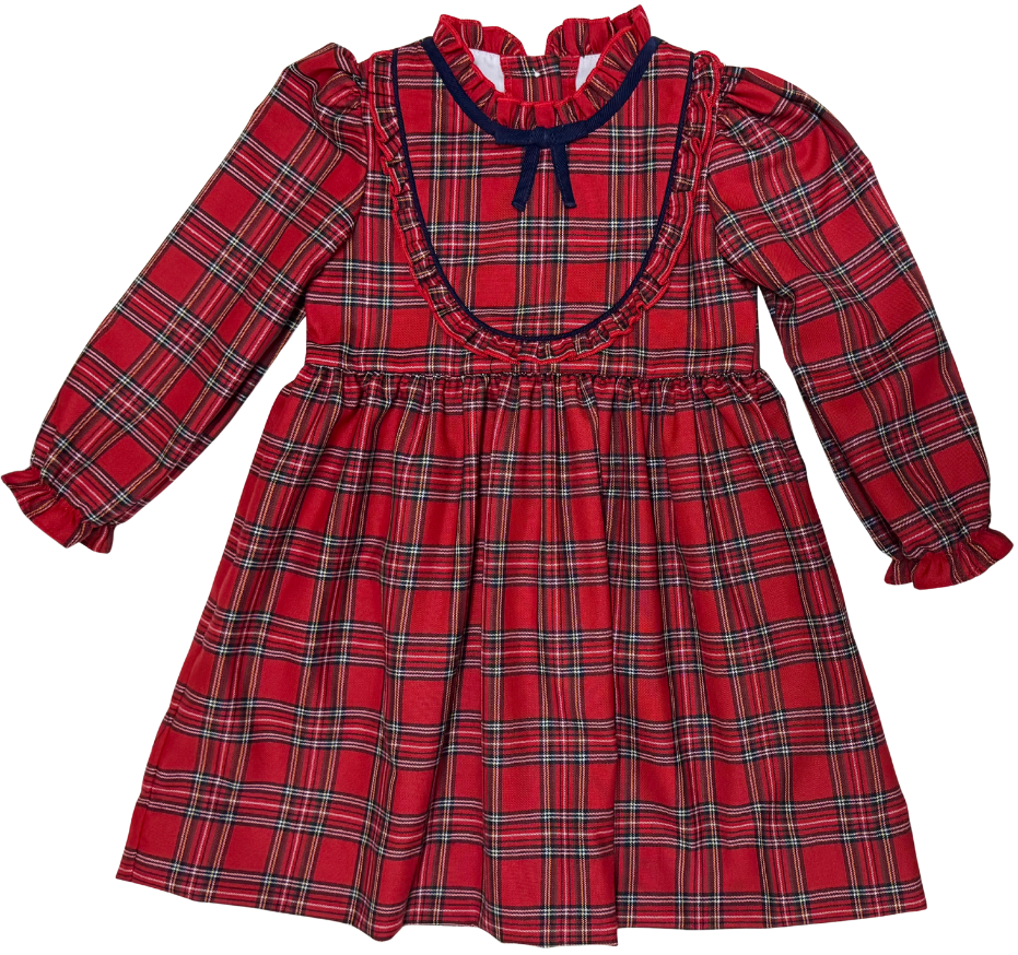 PREORDER Zuccini ROYAL RED ANGIE DRESS LS, ROYAL RED PLAID