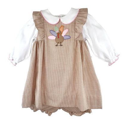 Petit Ami JUMPER DRESS WITH TURKEY APPLIQUE