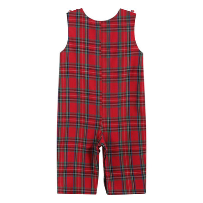 Lil Cactus *Pre-Order* Red and Green Christmas Plaid Smocked Jon Jon