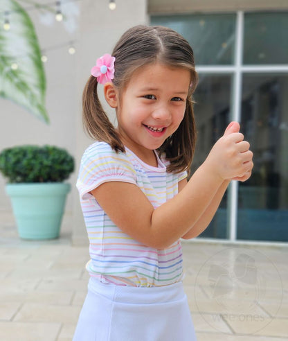 Grosgrain Petal Flower Hair Clip with Button Center - Persnickety Shop