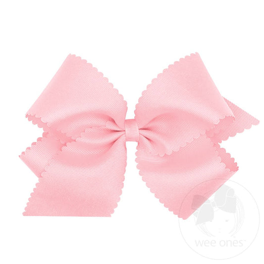 Wee Ones King Light Pink Grosgrain Hair Bow Scalloped Edge - Persnickety Shop