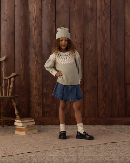 RYLEE + CRU PLEATED DENIM SKIRT INDIGO