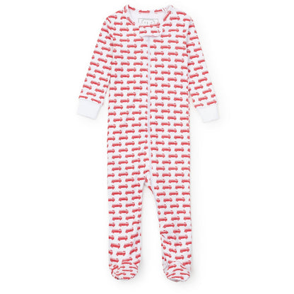 Lila and Hayes PRE-ORDER PARKER ZIPPER PAJAMA - FIRE TRUCK RED - Persnickety Shop