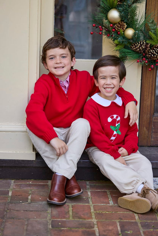 Little English Quarter Zip Sweater - Red