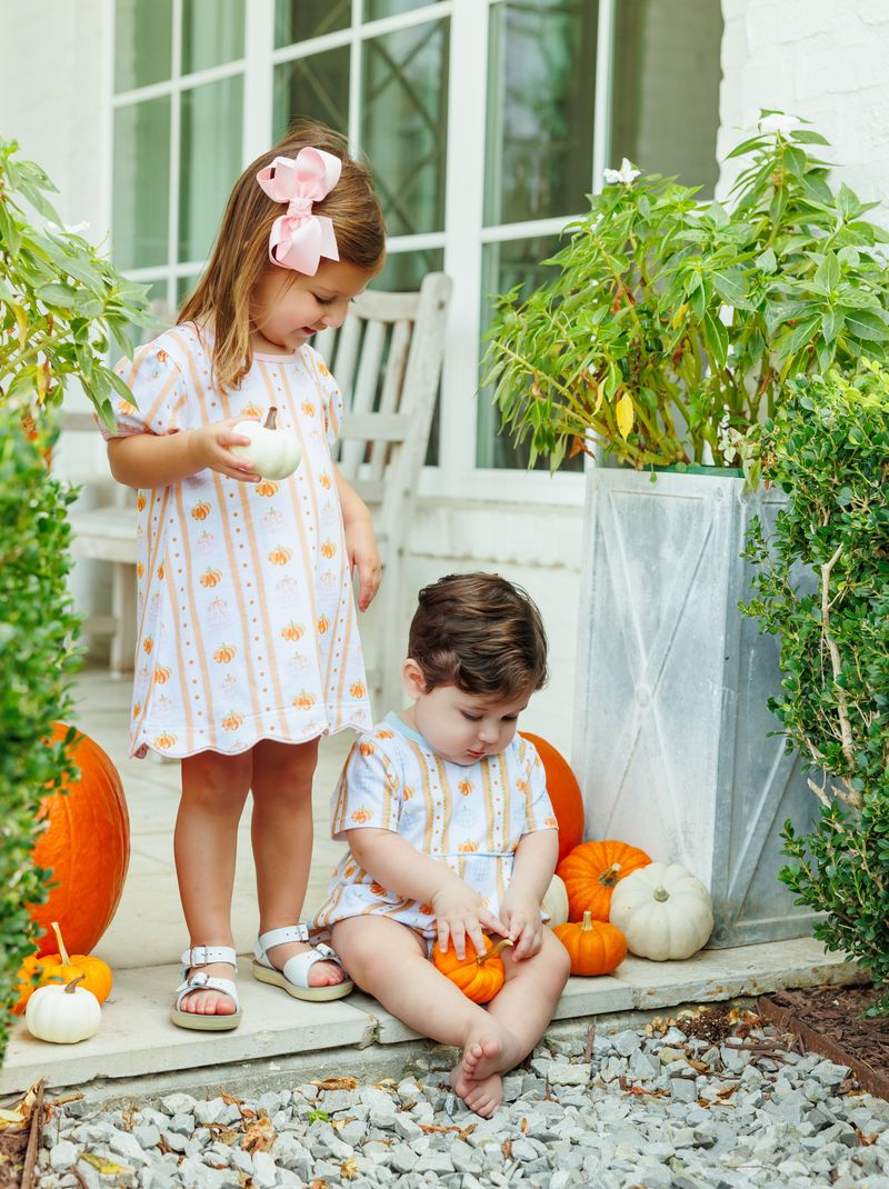 Trotter Street Kids Pumpkin Patch Scalloped Dress