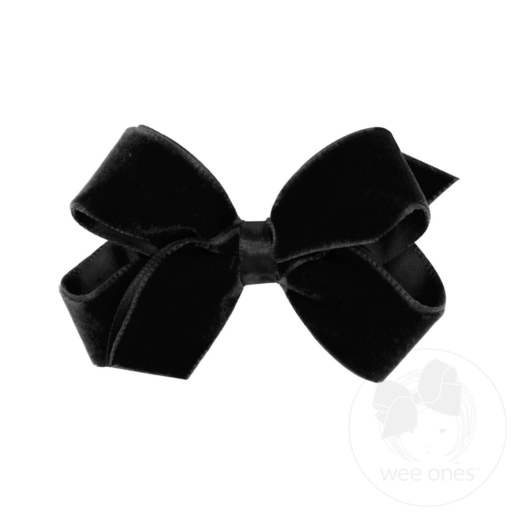 Wee Ones Black Mini Classic Velvet Bow