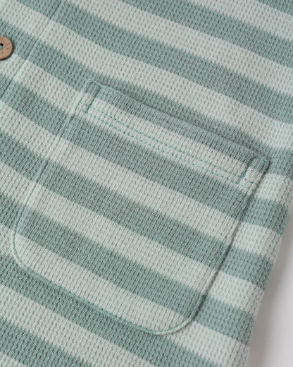 SUMMER WAFFLE JUMPSUIT SEA GREEN STRIPE - Persnickety Shop