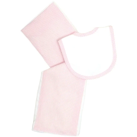 3 Marthas Drooler Bib & Burp Set: Small Pink Check