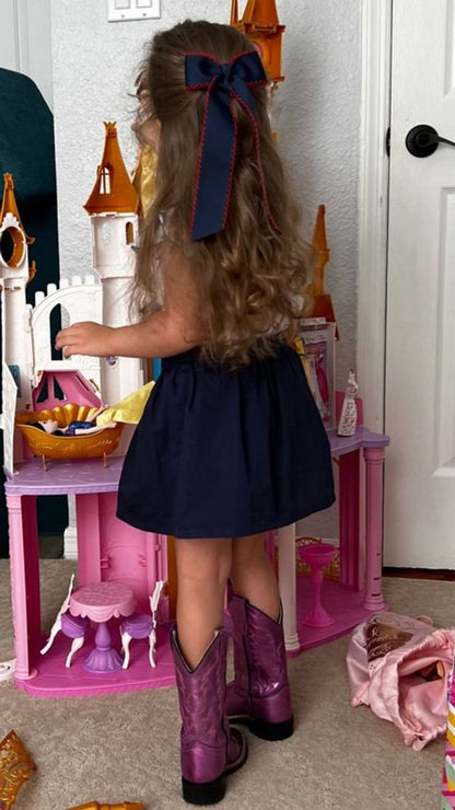 Wee Ones Medium Grosgrain Moonstitch Hair Bowtie with Knot Wrap and Streamer Tails - Persnickety Shop