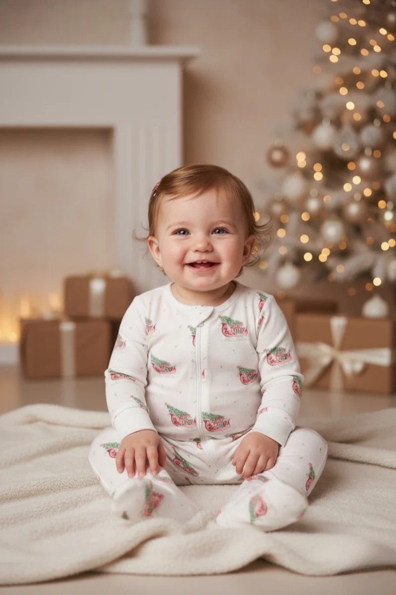 Nellapima Red Merry Sleighs Zipper Footie - Persnickety Shop