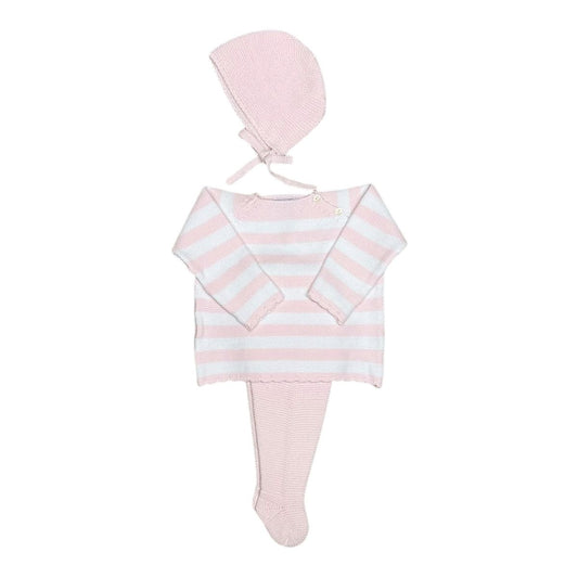 Mi Lucero Pink Stripe Footed Baby Set - Persnickety Shop