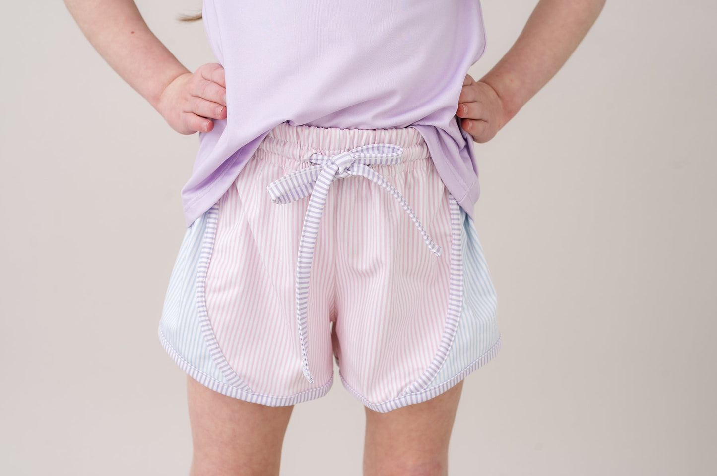 Set Athletics Elise Short - Cotton Candy Pink, Cotton Candy Blue, Petal Purple Ministripe - Persnickety Shop
