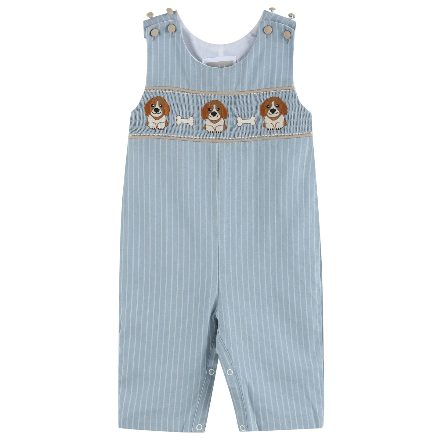 Light Blue Puppy Smocked Overalls - Persnickety Shop